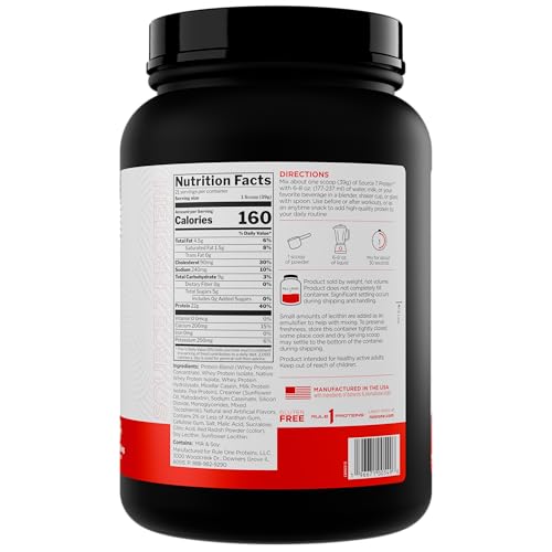 Rule 1 Proteins Source 7 Protein, medidor, textura suave para mezclar fácilmente.