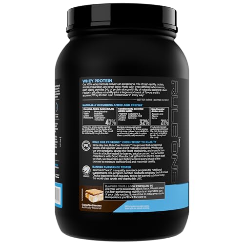 Rule 1 Proteins Whey Protein, 11 g EAAs, aminoácidos esenciales para el cuidado muscular.