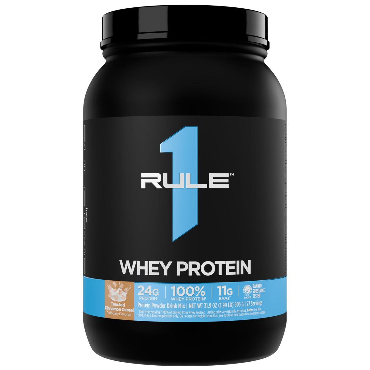 Rule 1 Proteins Whey Protein envasado 2 lb para almacenamiento cómodo