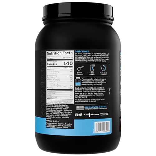 Rule 1 Proteins Whey Protein con dosificador, facilita la porción para entrenamientos