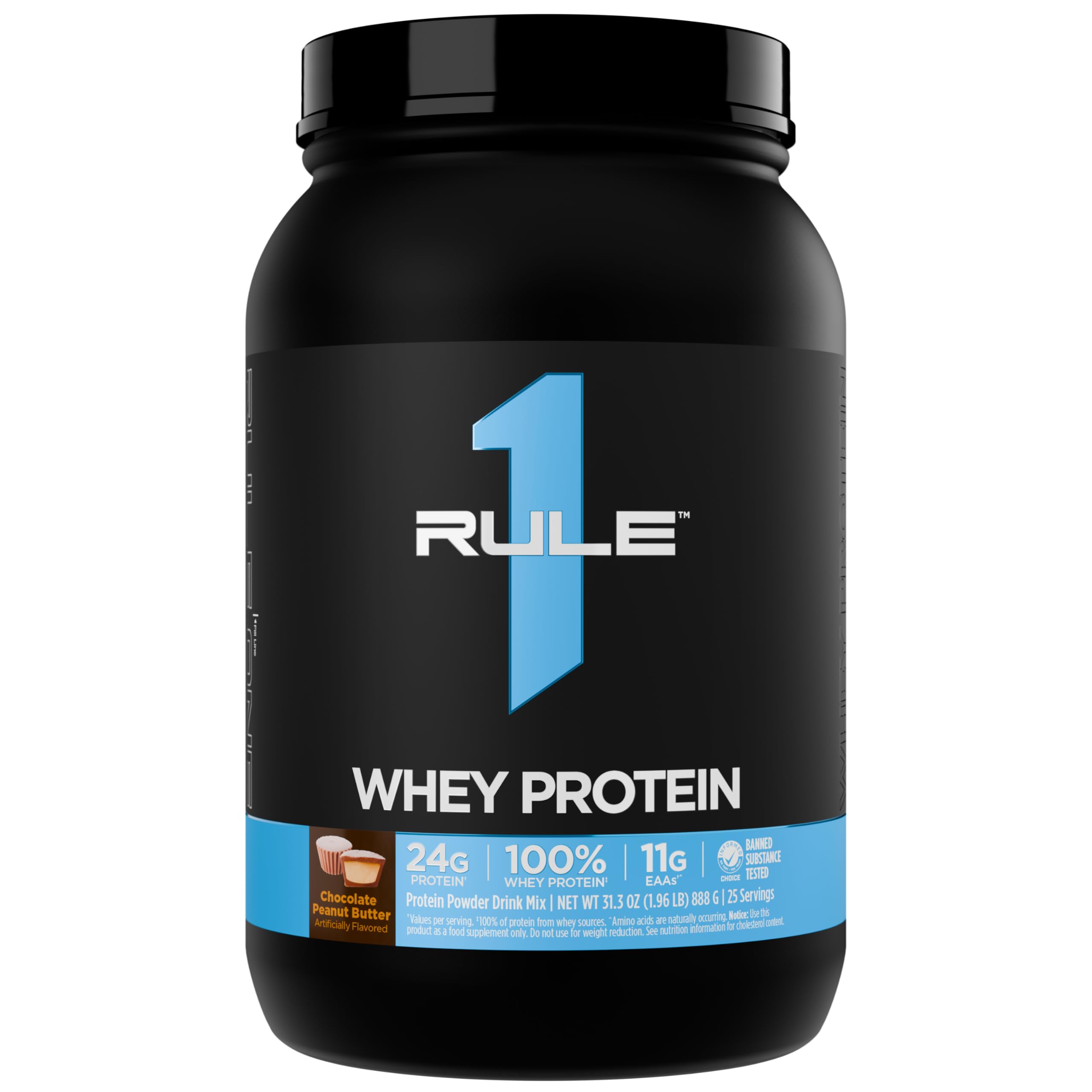 Rule 1 Proteins Whey Protein en empaque de 2 libras, ideal para almacenar y usar diariamente