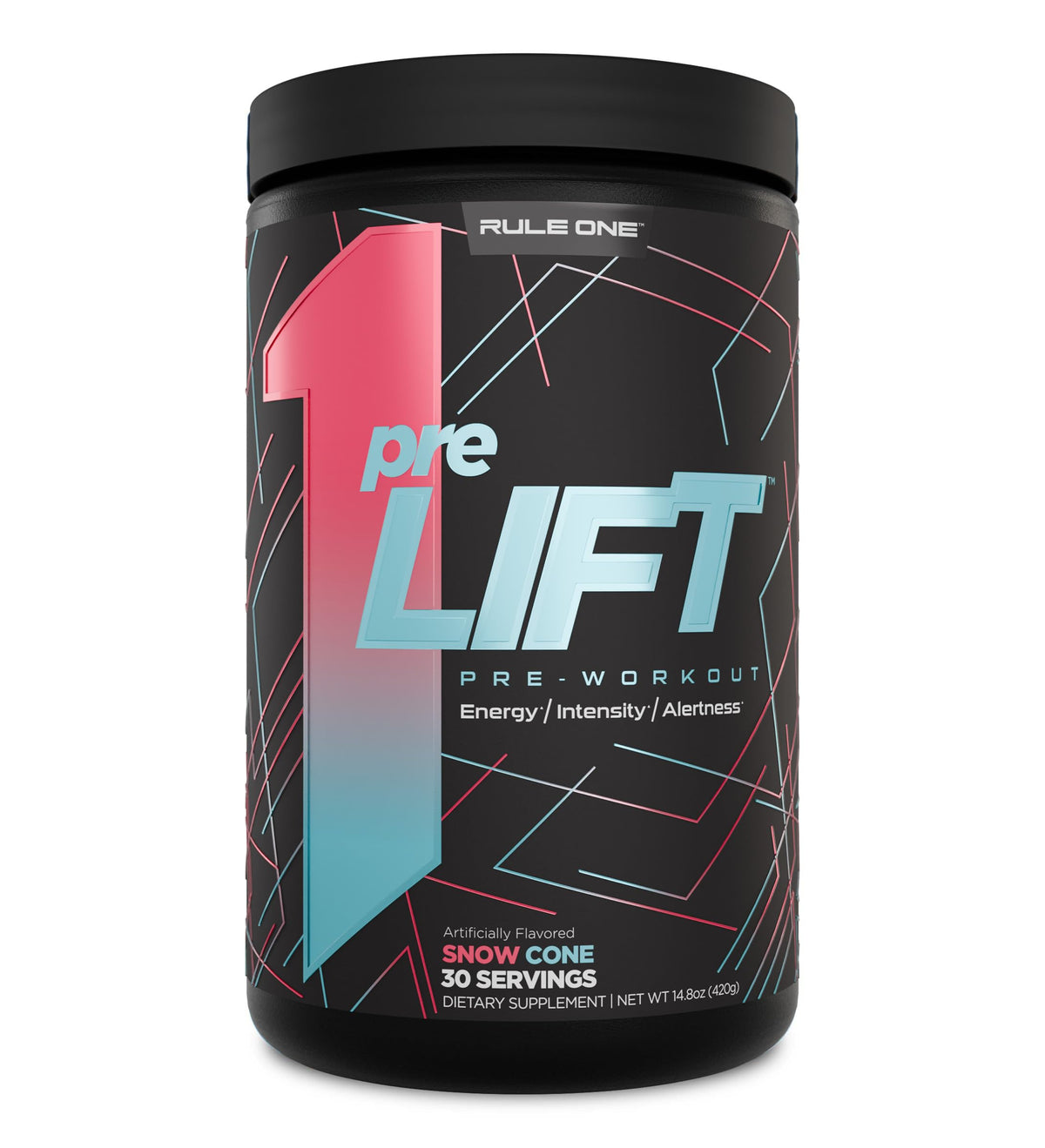 Rule 1 Proteins preLIFT, cucharada medidora para dosis precisa antes del entrenamiento.