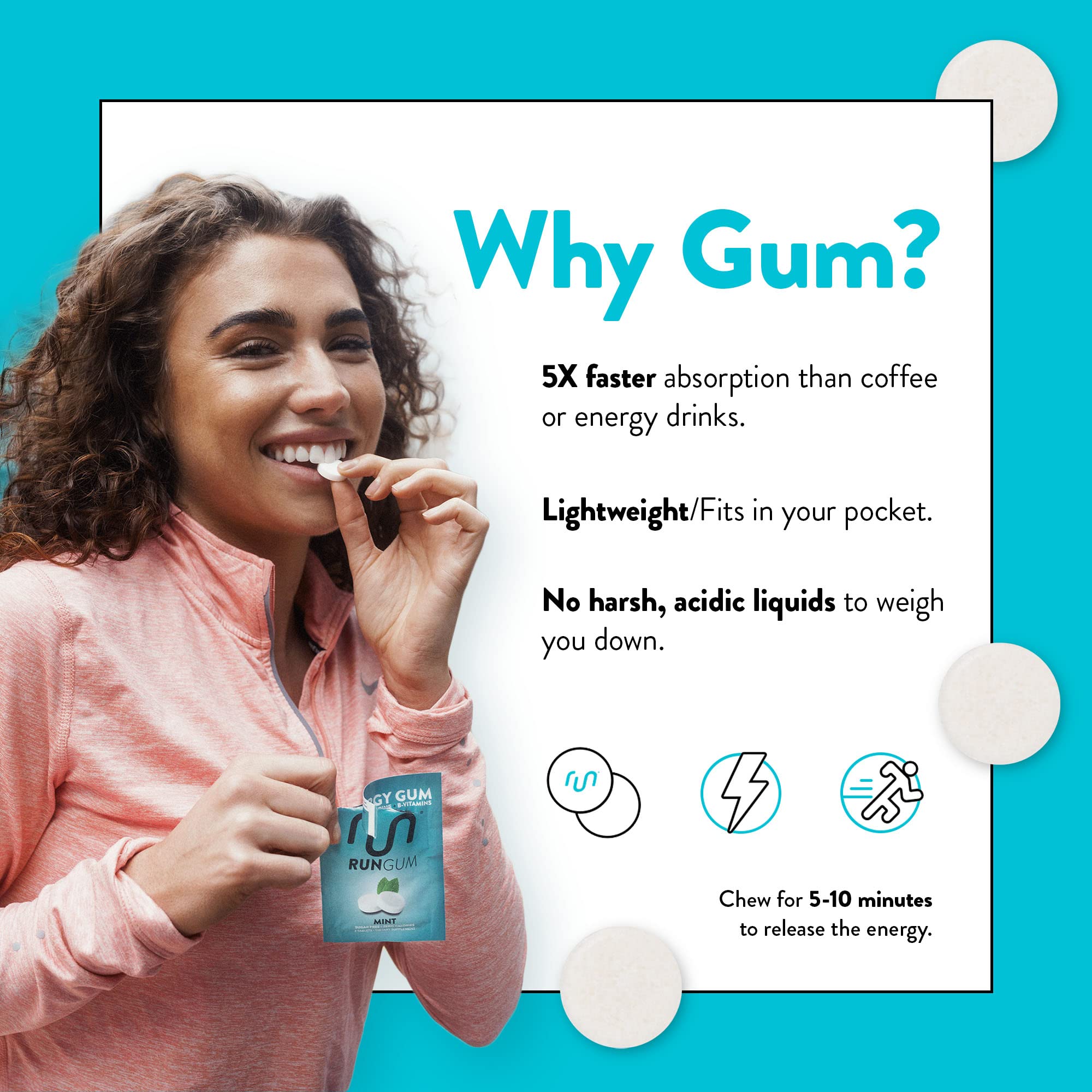 Run Gum cafeina-taurina-vitaminas para mayor alerta