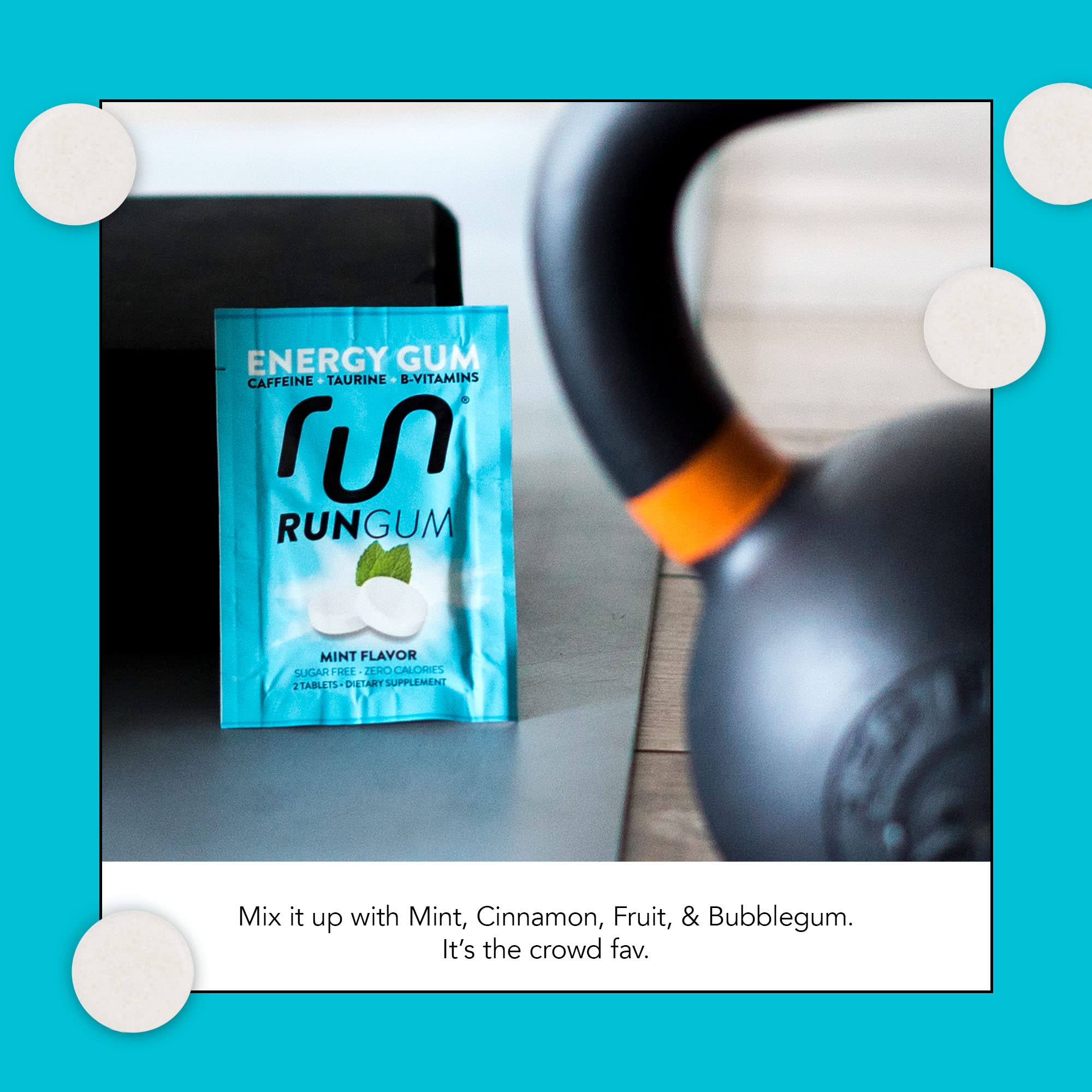 Run Gum portátil: cada pieza ofrece cafeína para mantenerte enfocado durante la jornada.