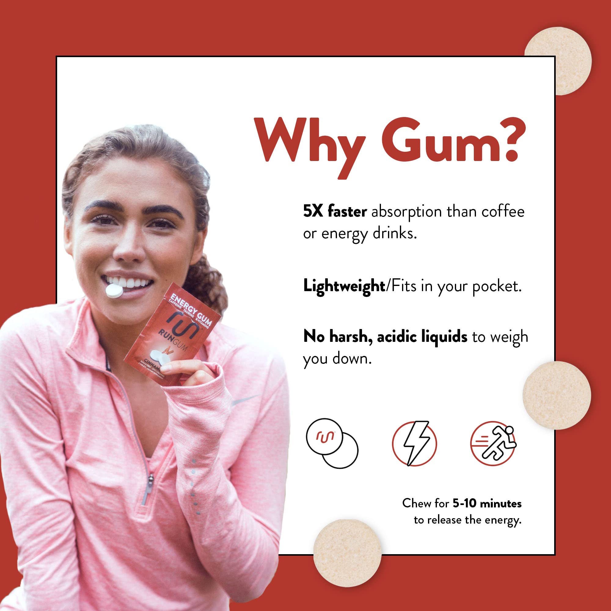 Run Gum sin azúcar, calorías cero, opción energética limpia