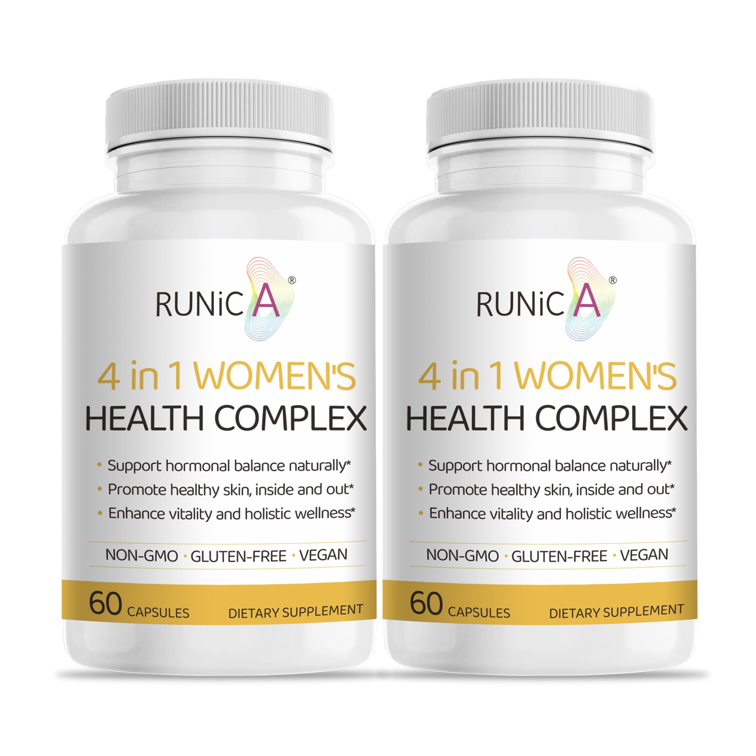 RUNICA 4en1 cápsulas para equilibrio hormonal y comodidad diaria.