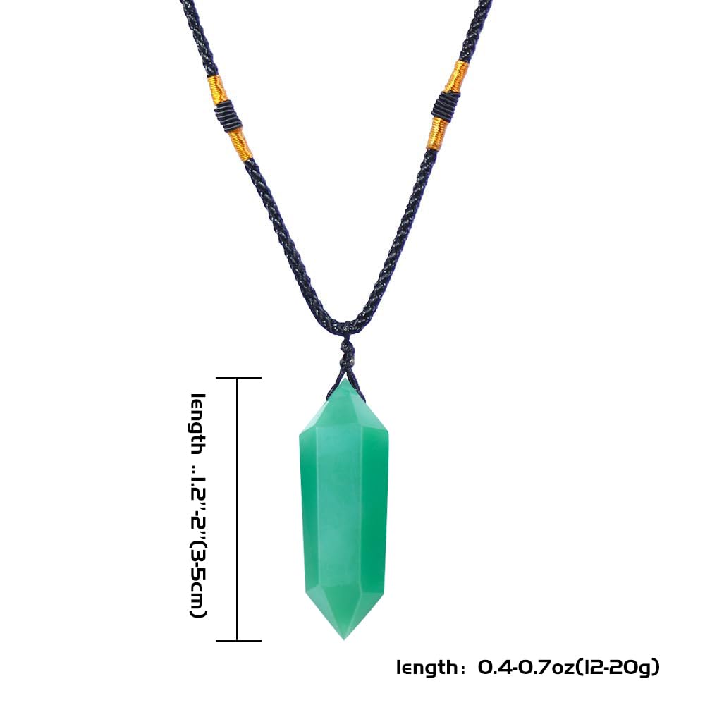 Runyangshi pendente cristal aventurina verde, 6 facetas, toque elegante para cualquier look.