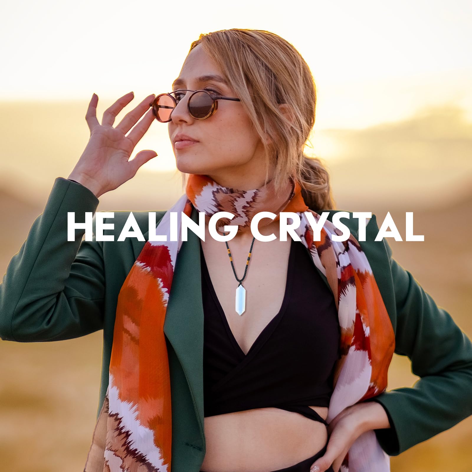 Runyangshi colgante cristal opalino puntas dobles ideal para meditación