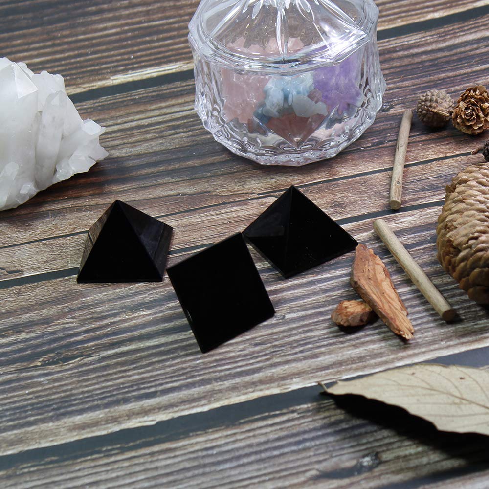 Runyangshi cristal obsidiana negra pirámide para meditación y equilibrio de energía
