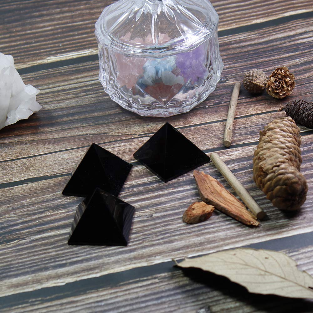 Runyangshi obsidiana negra pirámide para decoración del hogar