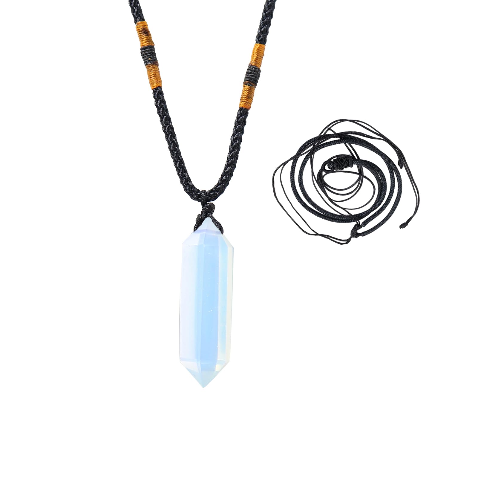 Runyangshi opalino pendente cristal puntas dobles para equilibrio emocional