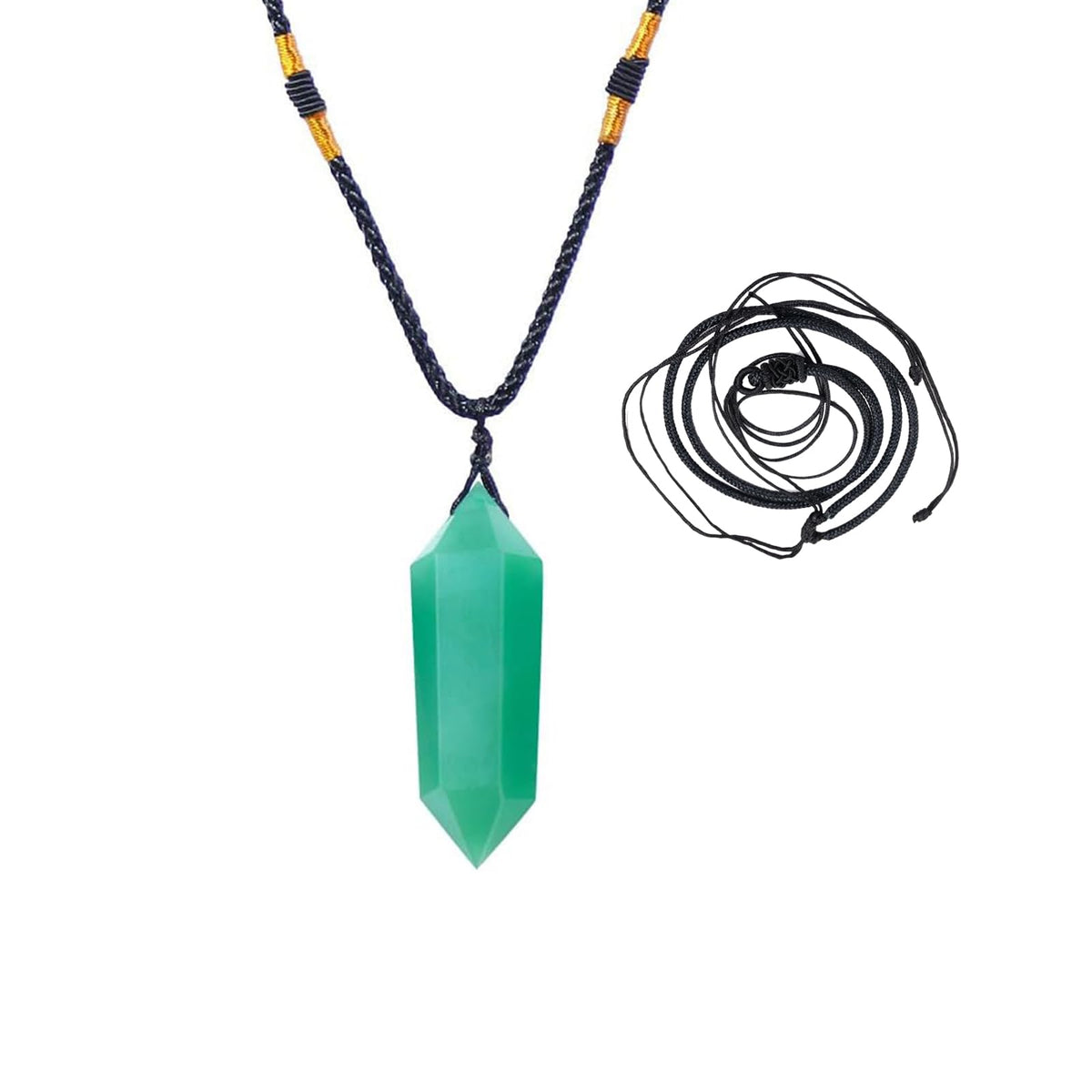 Runyangshi pendente cristal aventurina verde, doble punta, equilibrio emocional en uso diario.