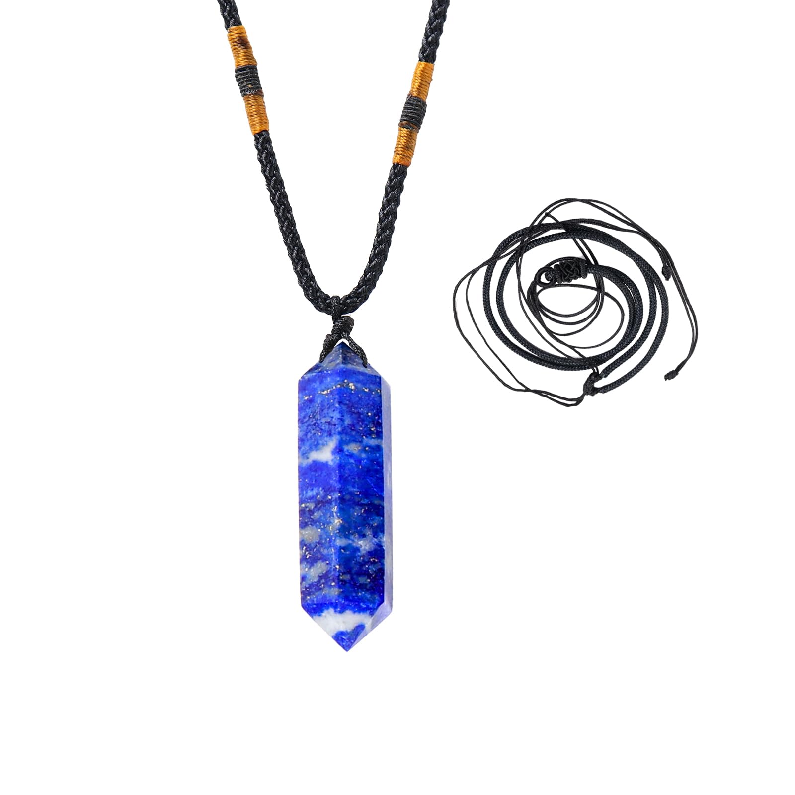Runyangshi colgante de cristal doble punta lapislázuli para equilibrio y estilo.