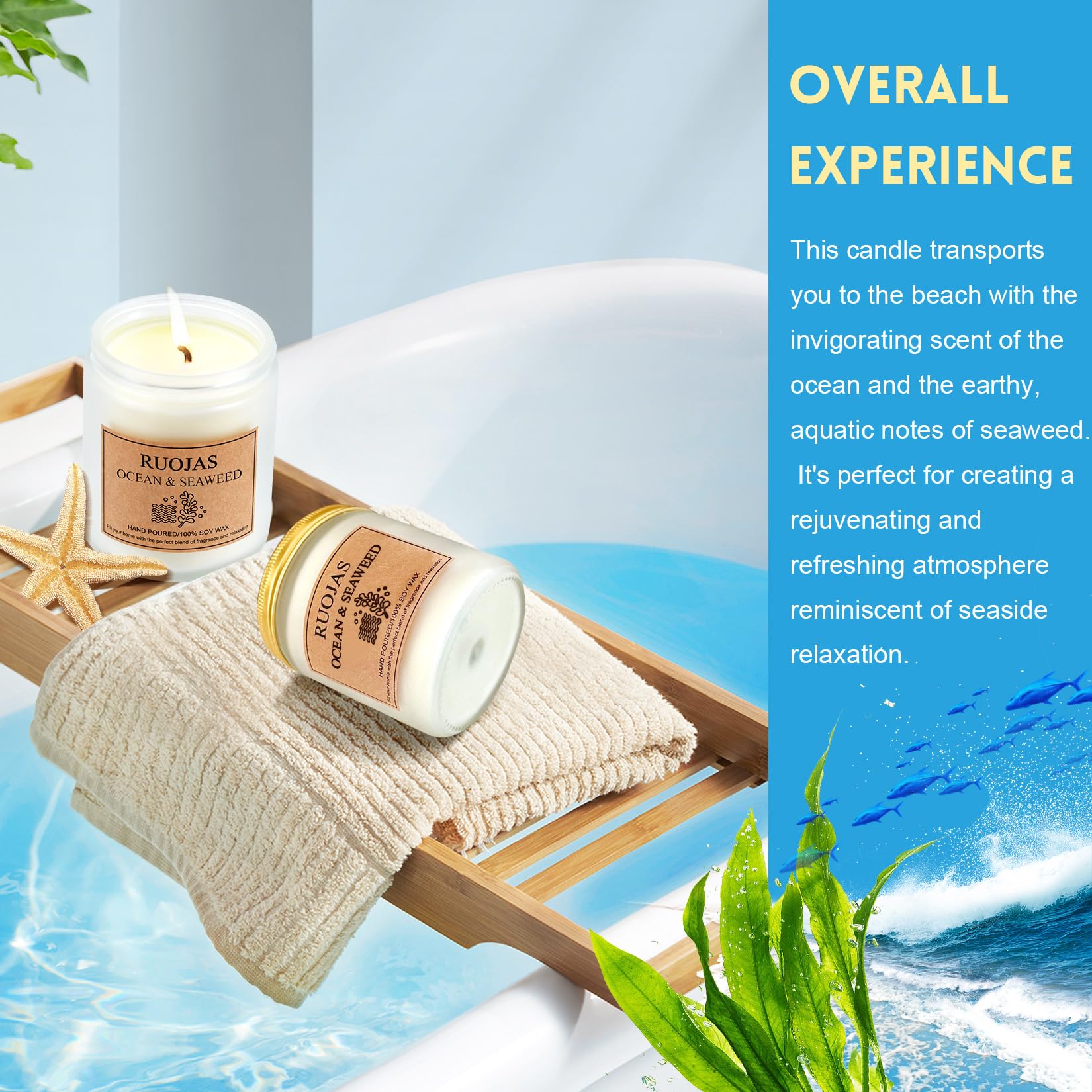 Ambiente hogareño relajante con vela RUOJAS estilo spa
