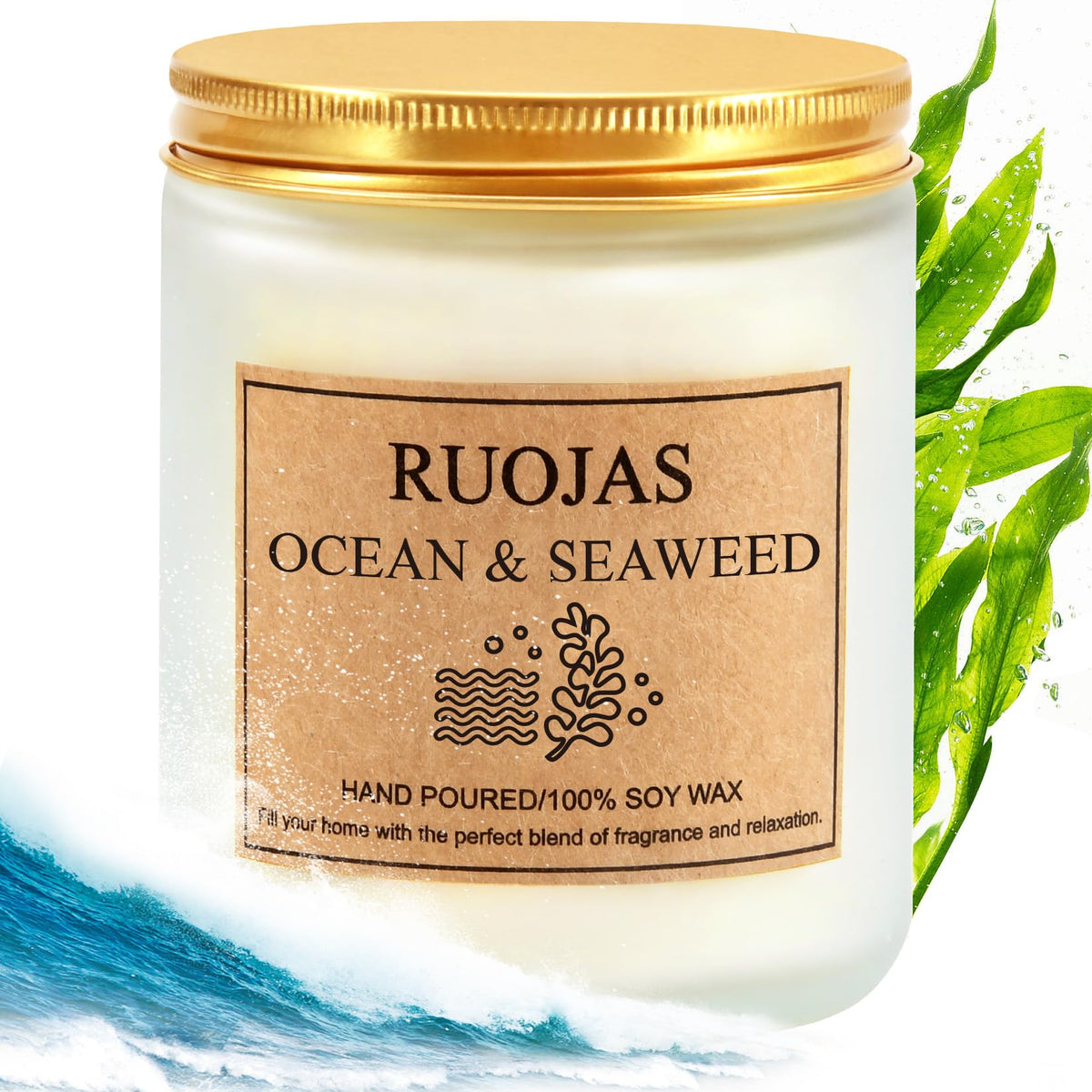 Vela RUOJAS con aroma mar y algas para spa en casa