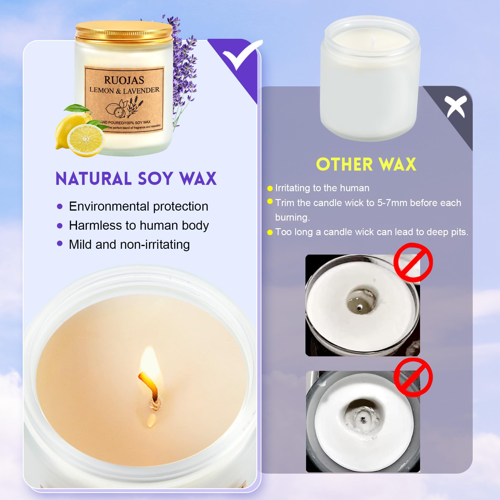 Ambiente relajante con vela RUOJAS lavanda limón en casa