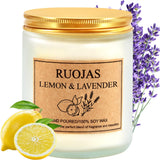 Vela RUOJAS de soja lavanda limón en frasco para relajación