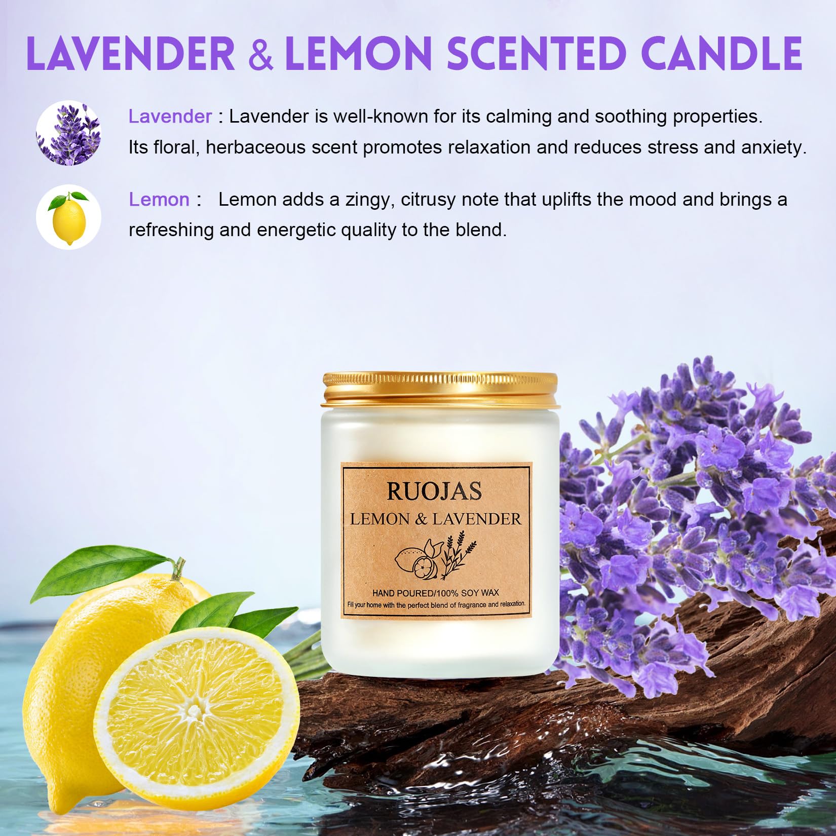 Regalo perfecto RUOJAS vela lavanda limón para fechas especiales