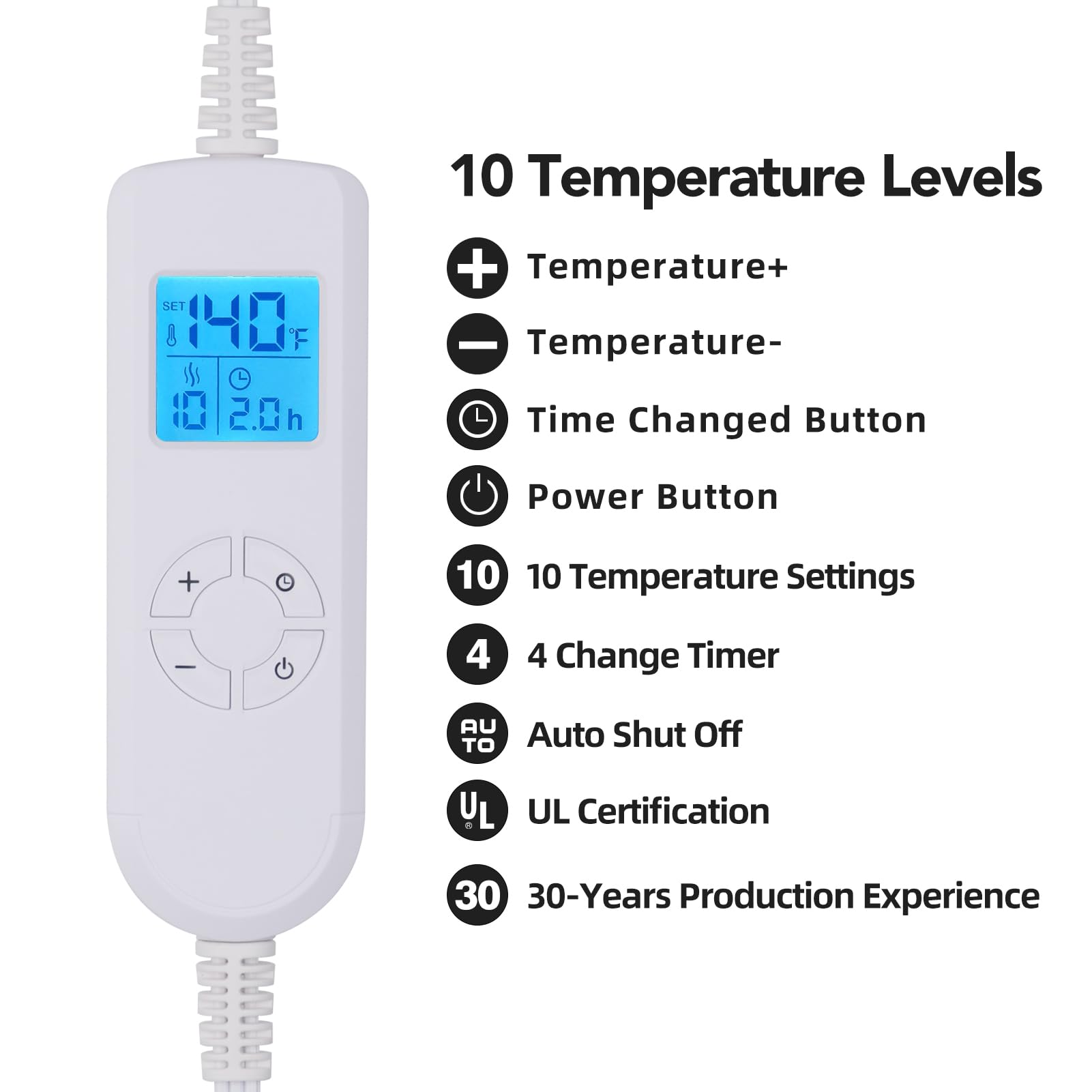Ruqiji manta calentadora con calor rápido y 10 ajustes personalizables