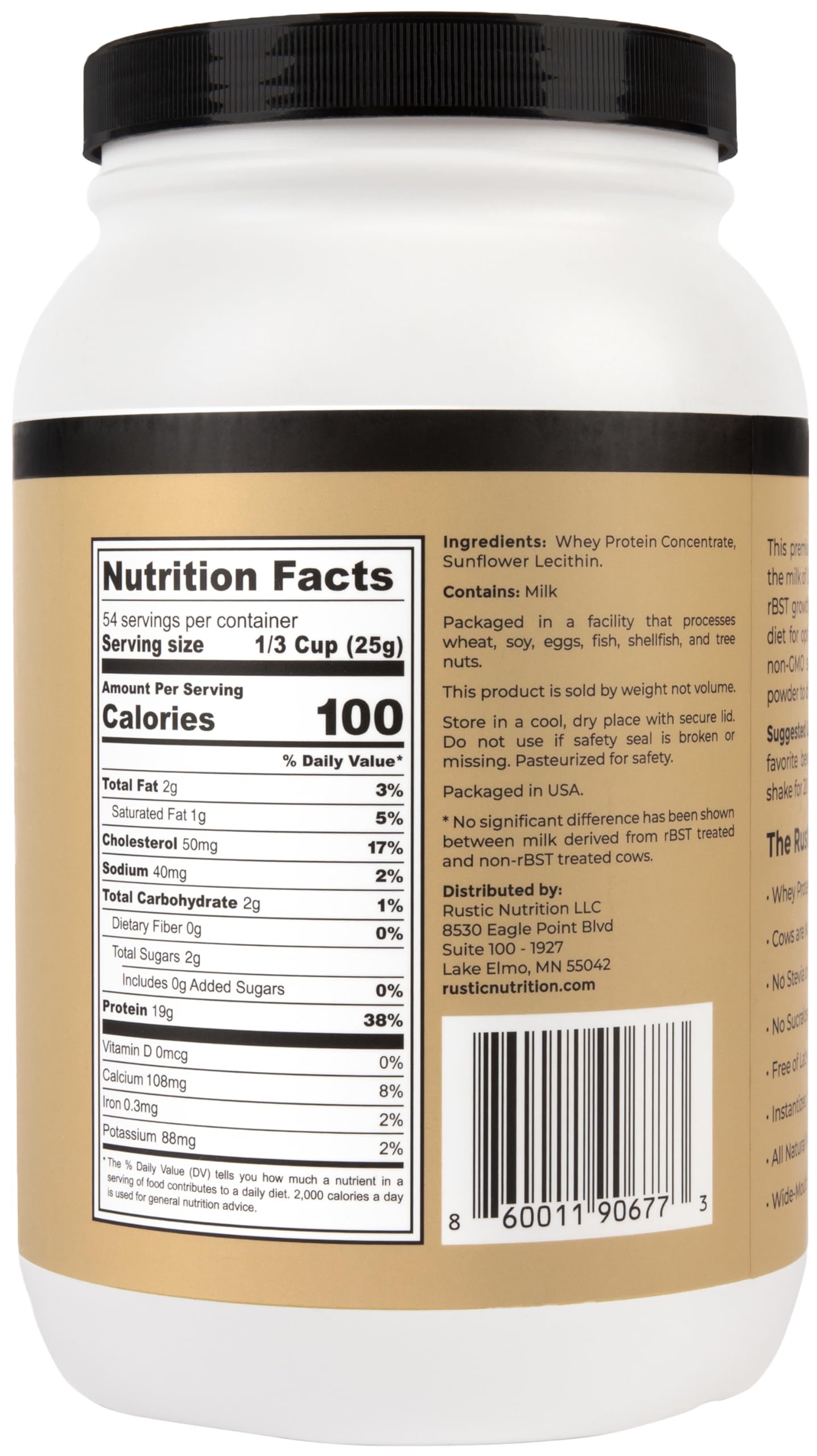 Proteina Rustic Nutrition libre de gluten y soja para distintas dietas.
