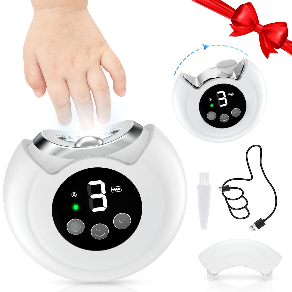 Corta uñas electrico RVDU dos-en-uno para acabado suave y seguro.
