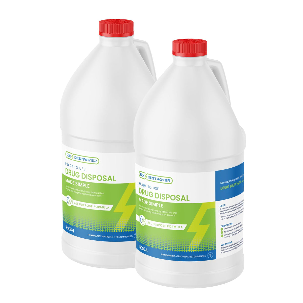 Rx Destroyer fórmula todo-usos en botella 64oz para desecho seguro