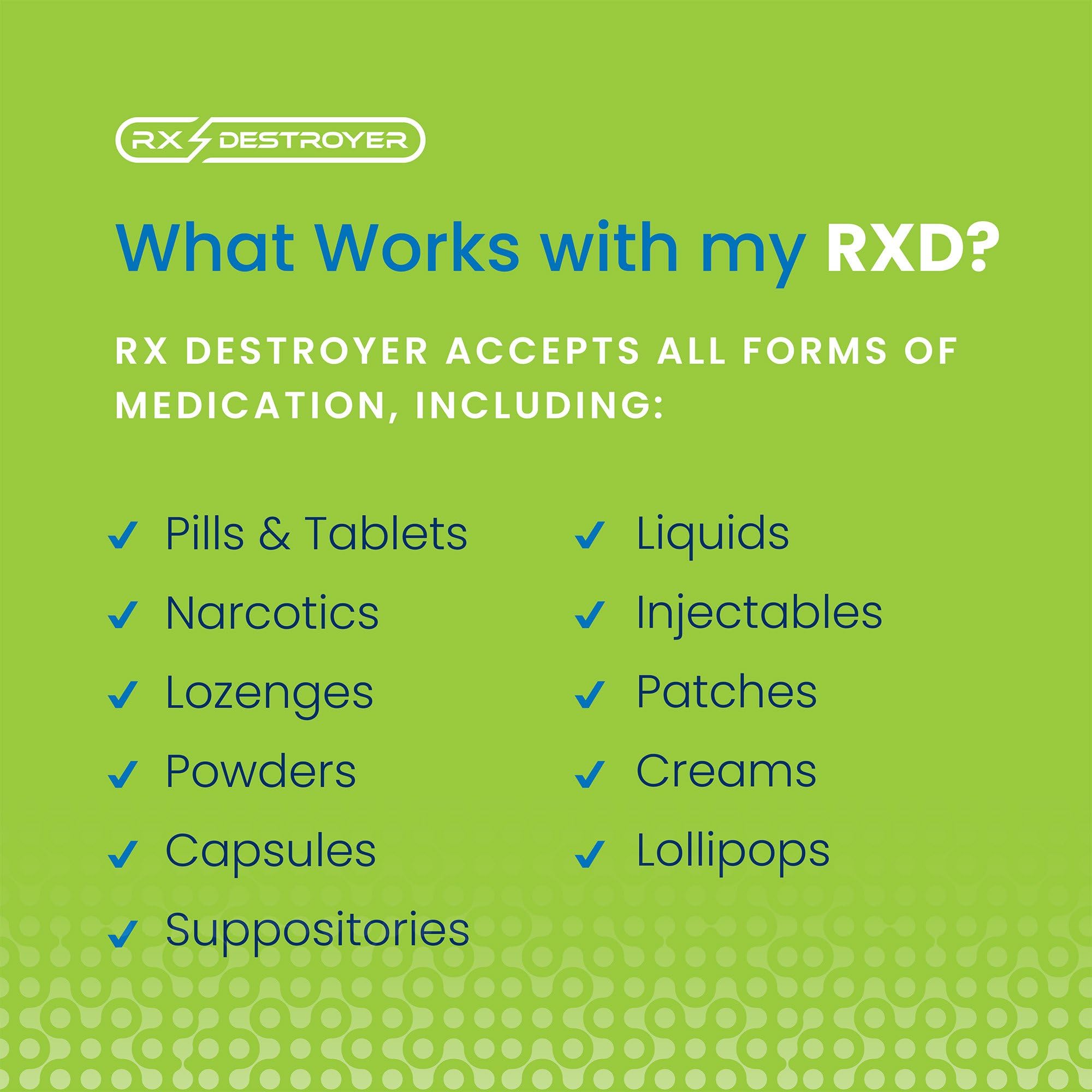 RX DESTROYER mezcla suave en botella, ayuda a descomponer fármacos con seguridad.