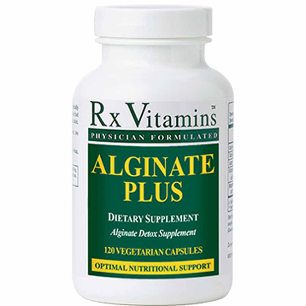 Rx Vitamins Alginate Plus — cápsulas en botella, apoyo diario para la rutina de bienestar.