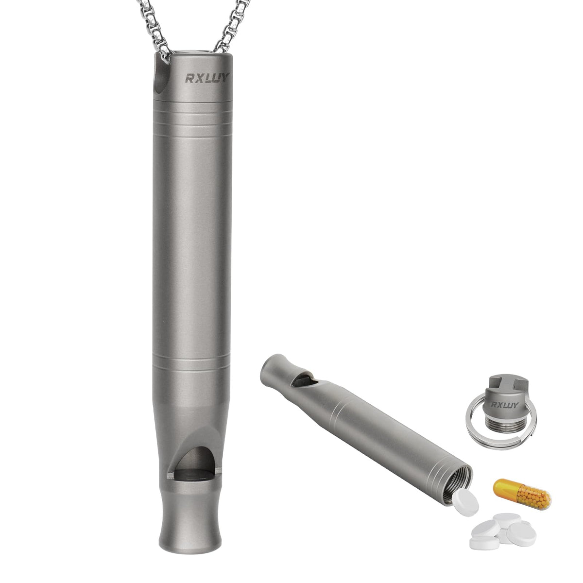 RXLUY silbato de emergencia de titanio, ligero y confiable para salidas al aire libre.