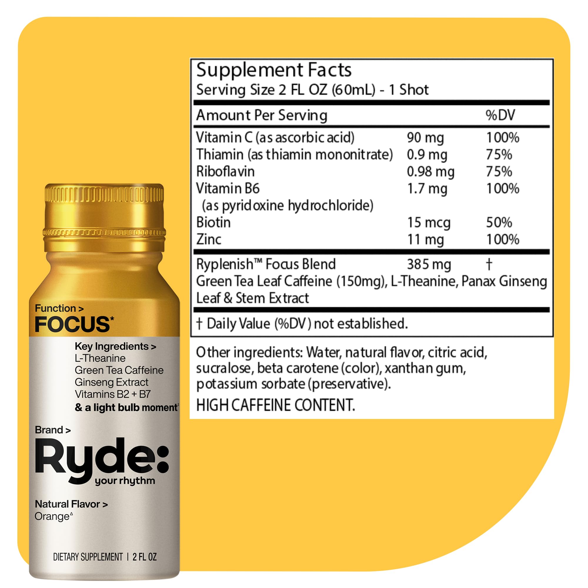 RYDE opción sin azúcar, botella para energía sin azúcares.