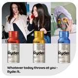 RYDE dosis de relajación sabor frambuesa, botella para calma breve.