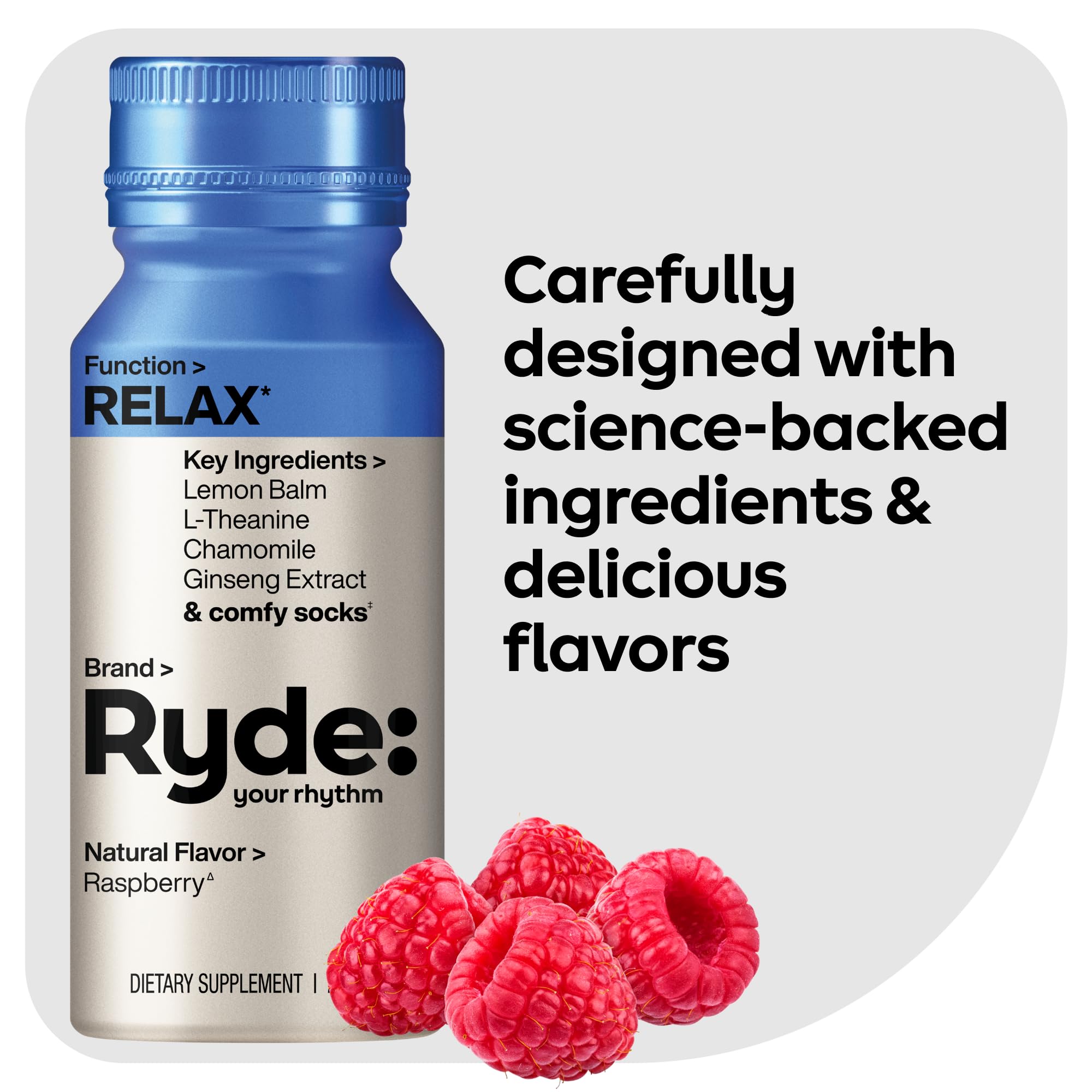 Ryde Relax Shot Frambuesa, diseño compacto ideal para la oficina.
