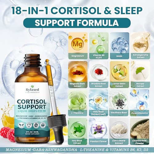 Rylaxed Cortisol Drops: gotero para aplicación bajo la lengua y absorción rápida.