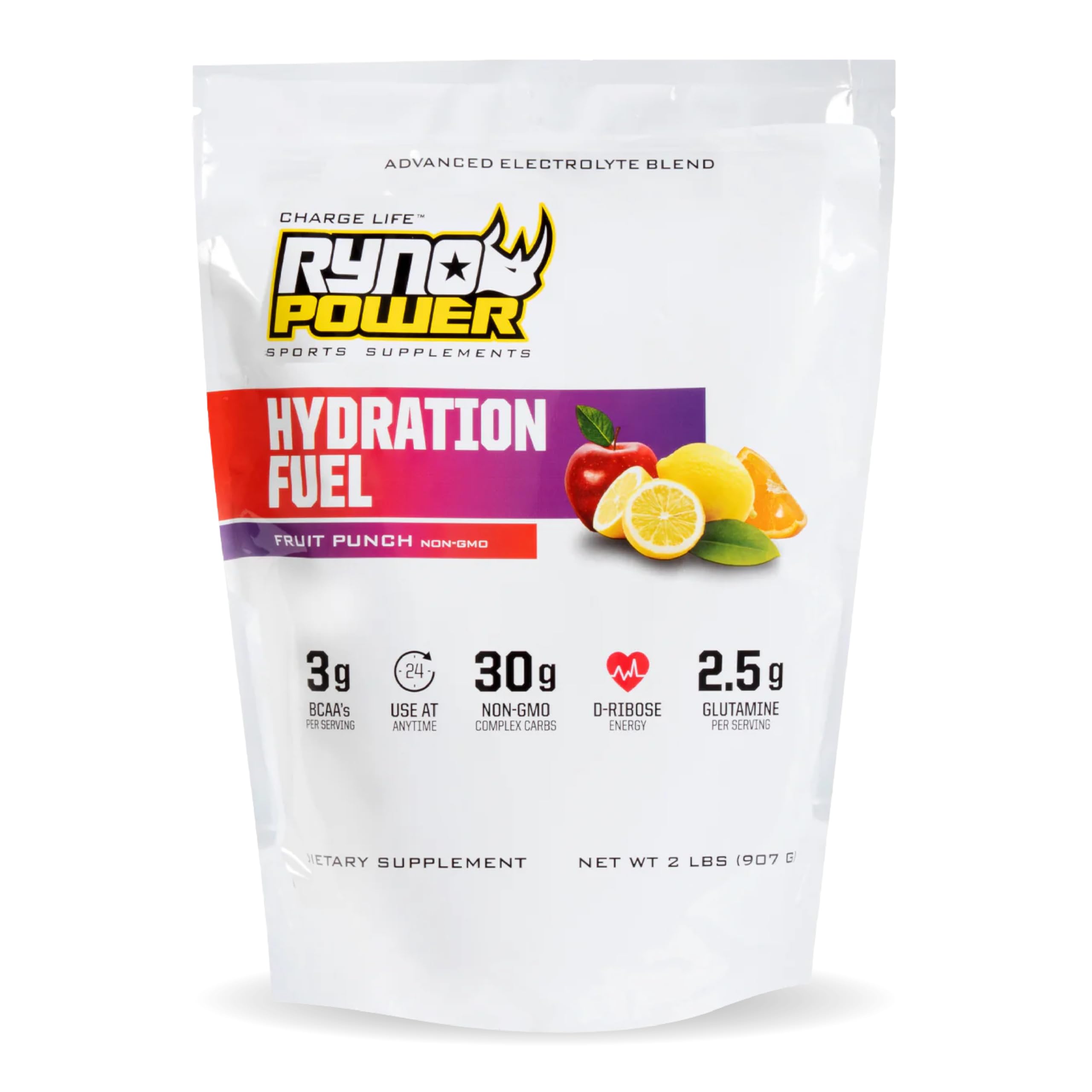Ryno Power Hydration Fuel Fruta Punch listo para entrenar y apoyar la rehidratación durante sesiones intensas.