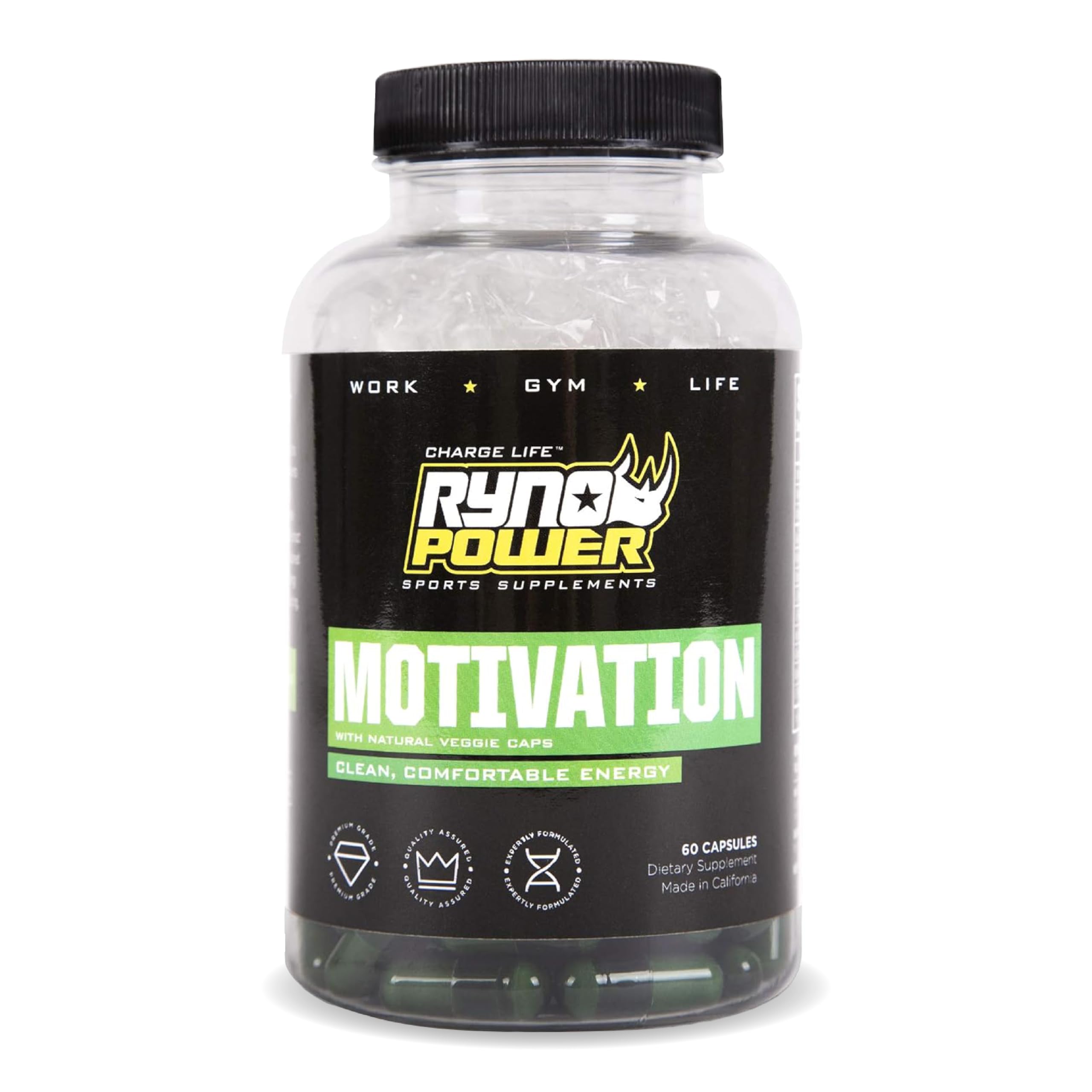 Ryno Power Motivación pre-entrenamiento: botella lista para energizar entrenamientos y enfoque