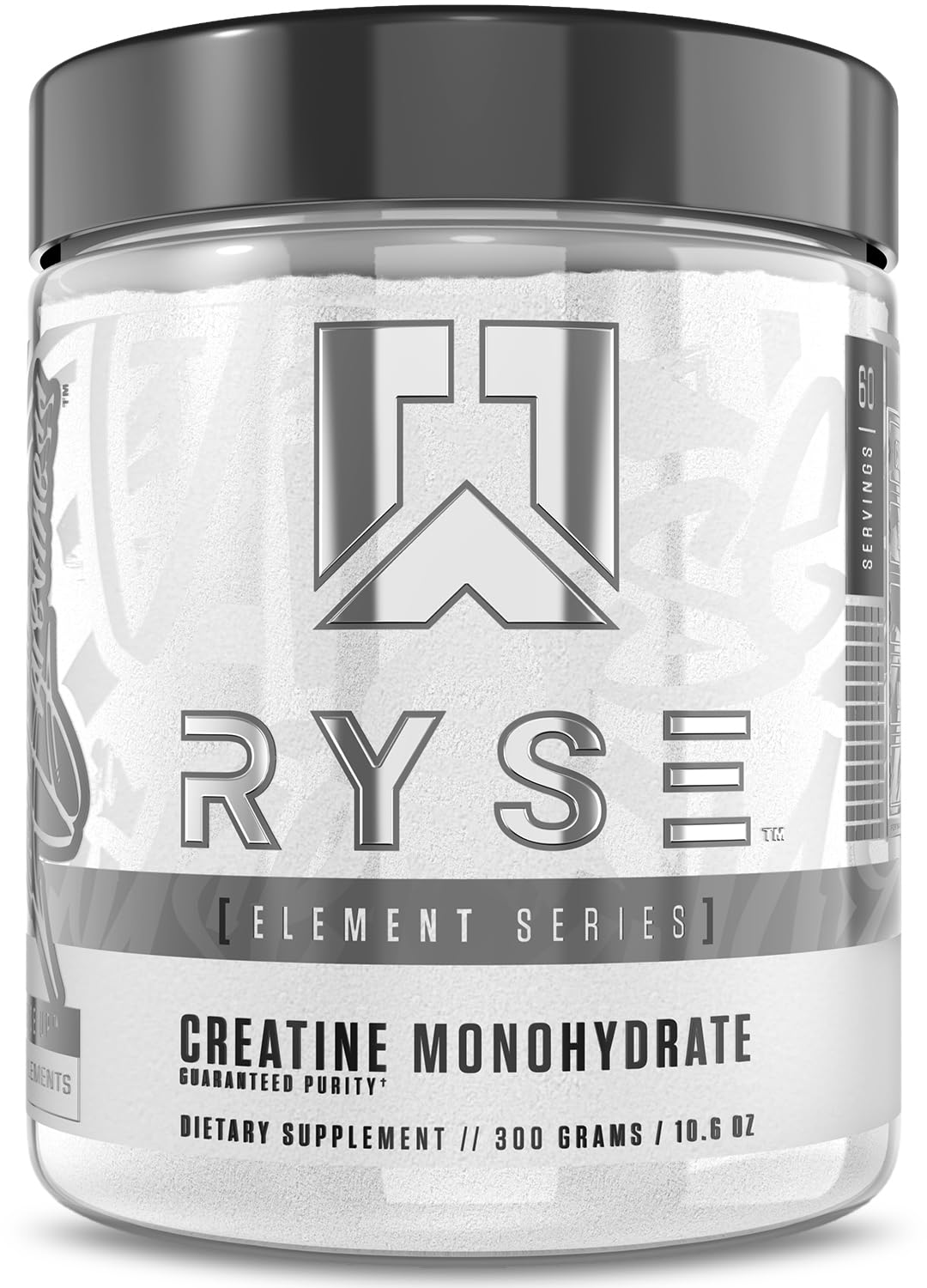 RYSE Creatina Monohidrato sin sabor en envase para crecimiento muscular magro.