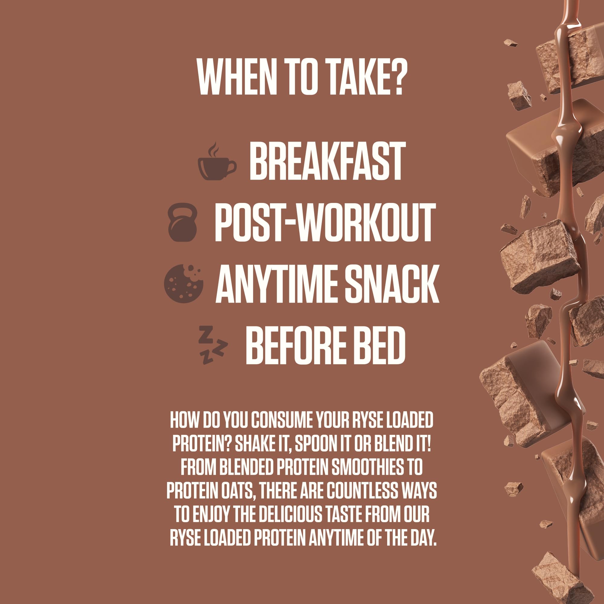 RYSE Loaded Protein bajo en carbohidratos y azúcares para una ingesta más limpia.