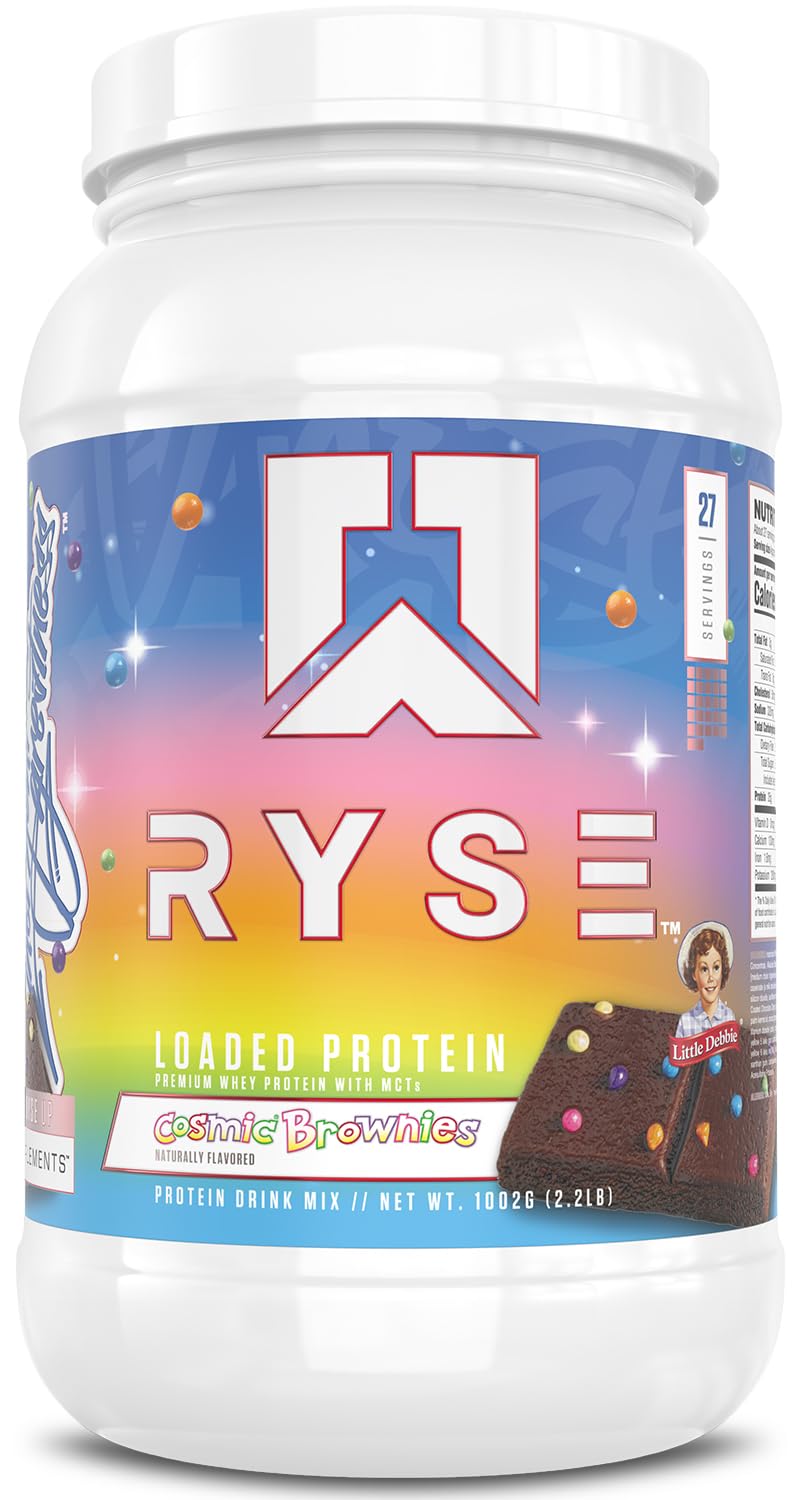 RYSE Loaded Cosmic Brownie en tubo: proteína para recuperación muscular rápida.