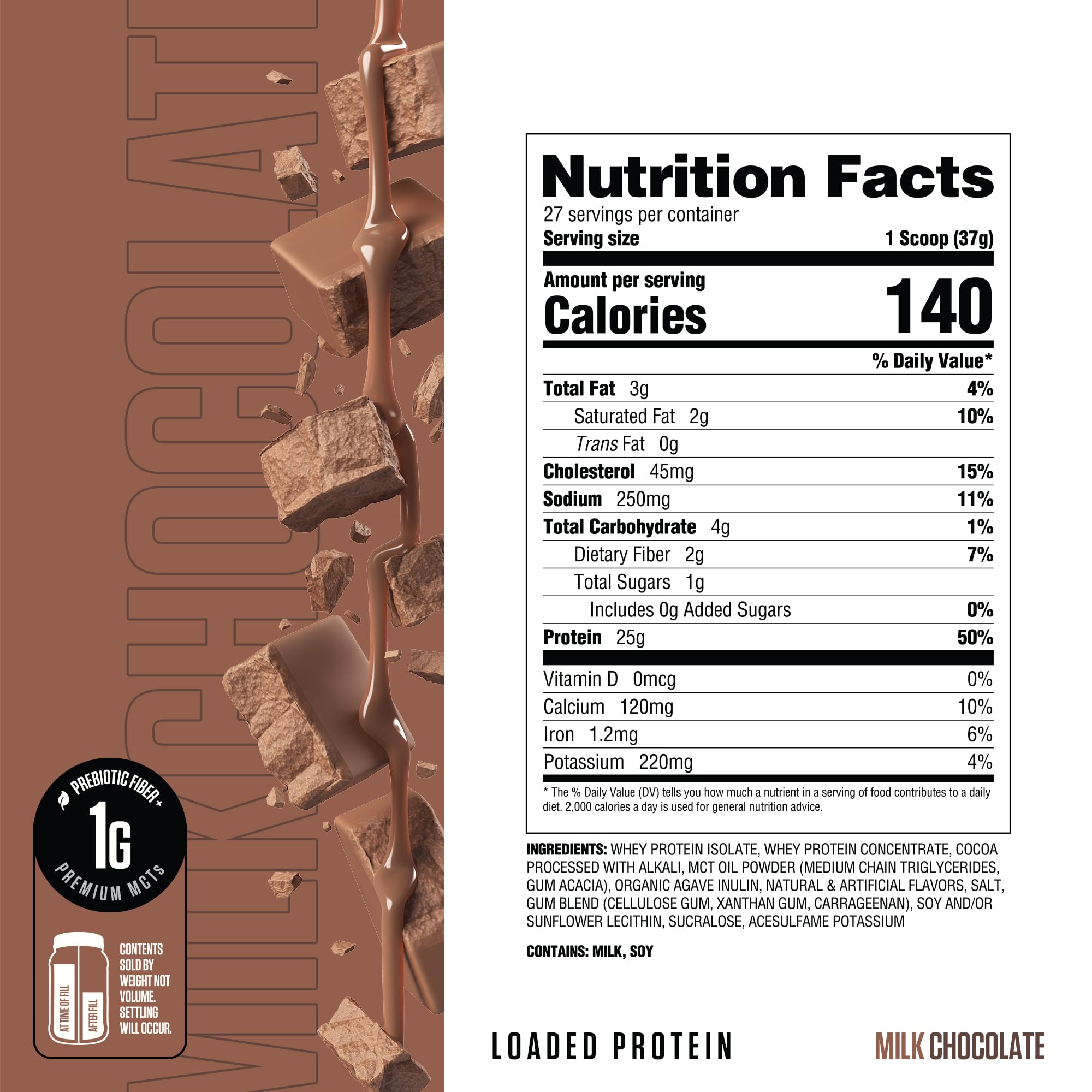 RYSE Loaded Protein fibra prebiótica para una digestión más cómoda.