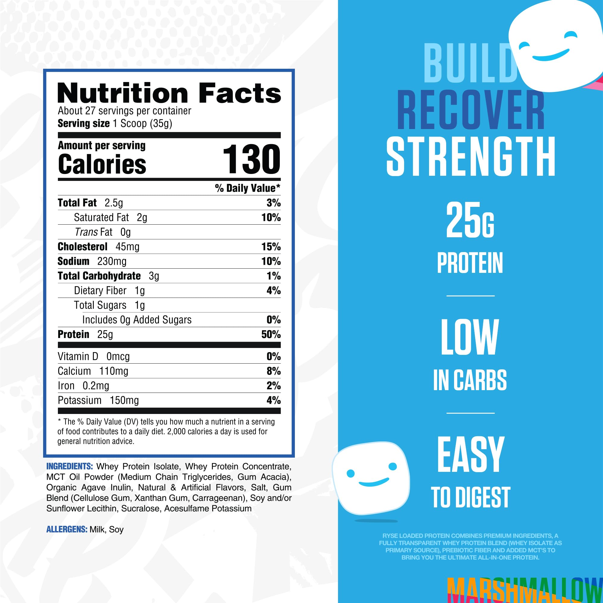RYSE Proteína Malvavisco Inflado, cucharada de proteína lista para recuperación posentrenamiento