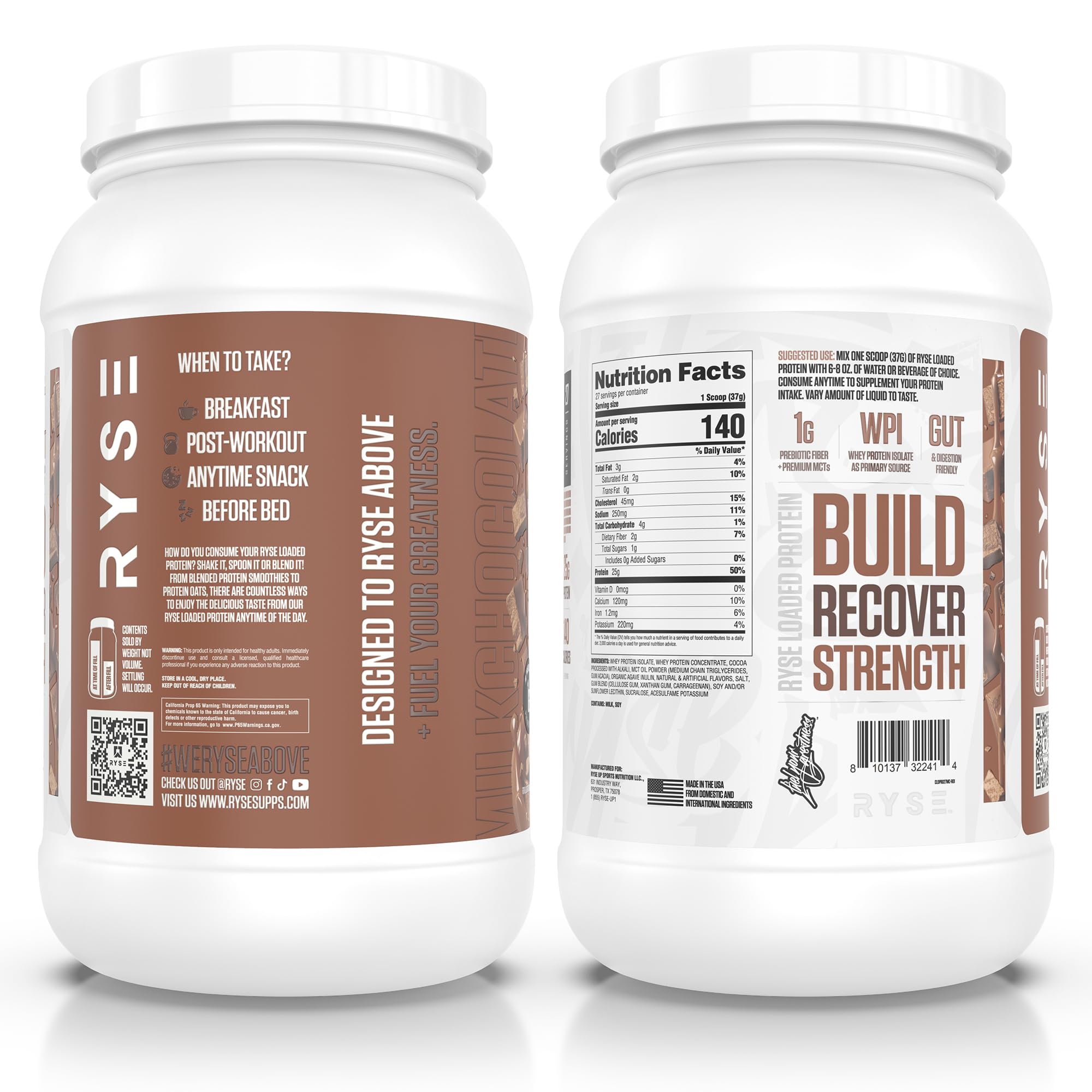 RYSE Loaded Protein ayuda a la recuperación muscular tras entrenos intensos.