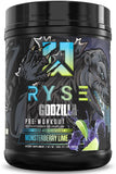RYSE Godzilla Monsterberry Lime: lata frontal para energía sostenida durante entrenamientos intensos.