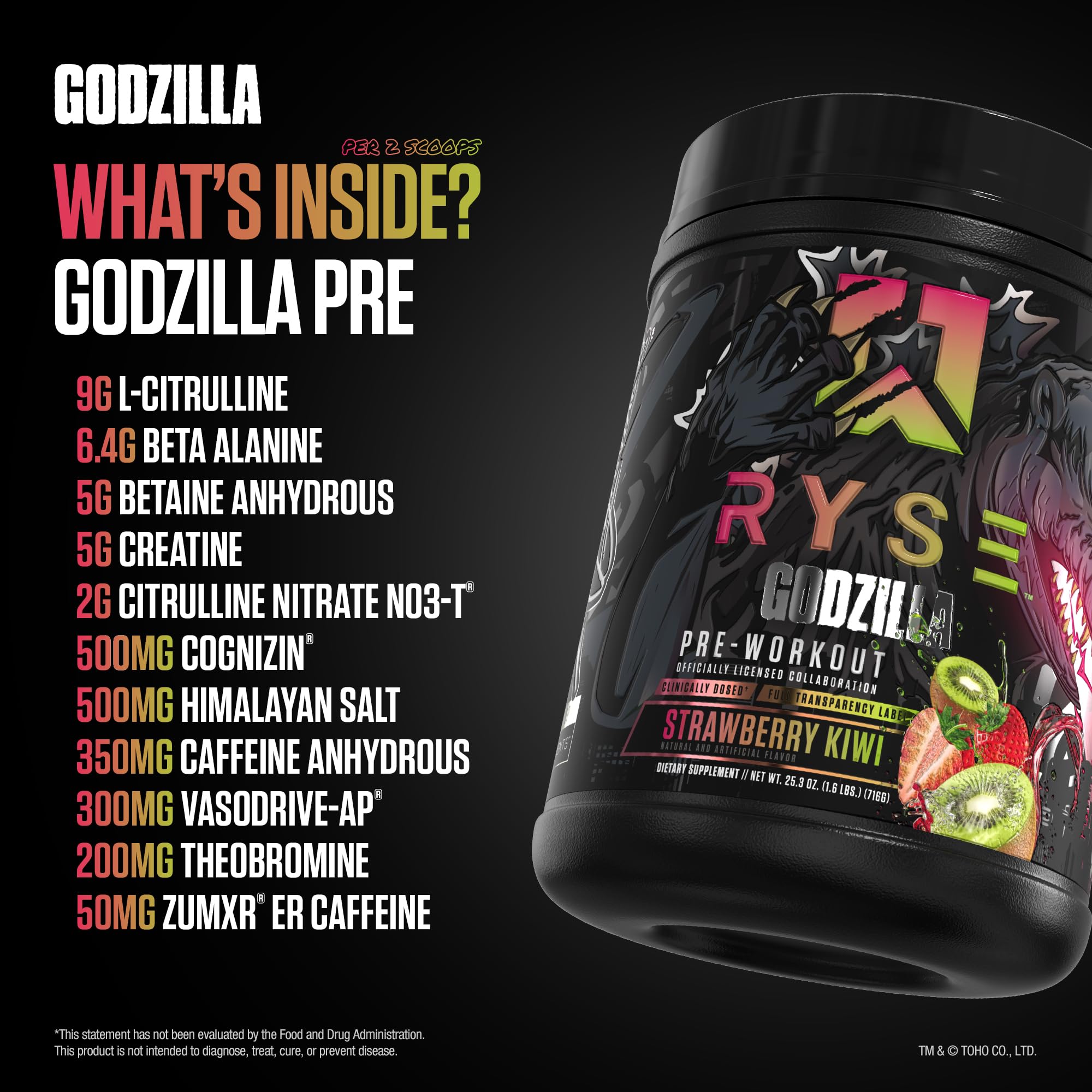 RYSE Godzilla Noel Deyzel, detalles de citrulina y beta-alanina en la fórmula