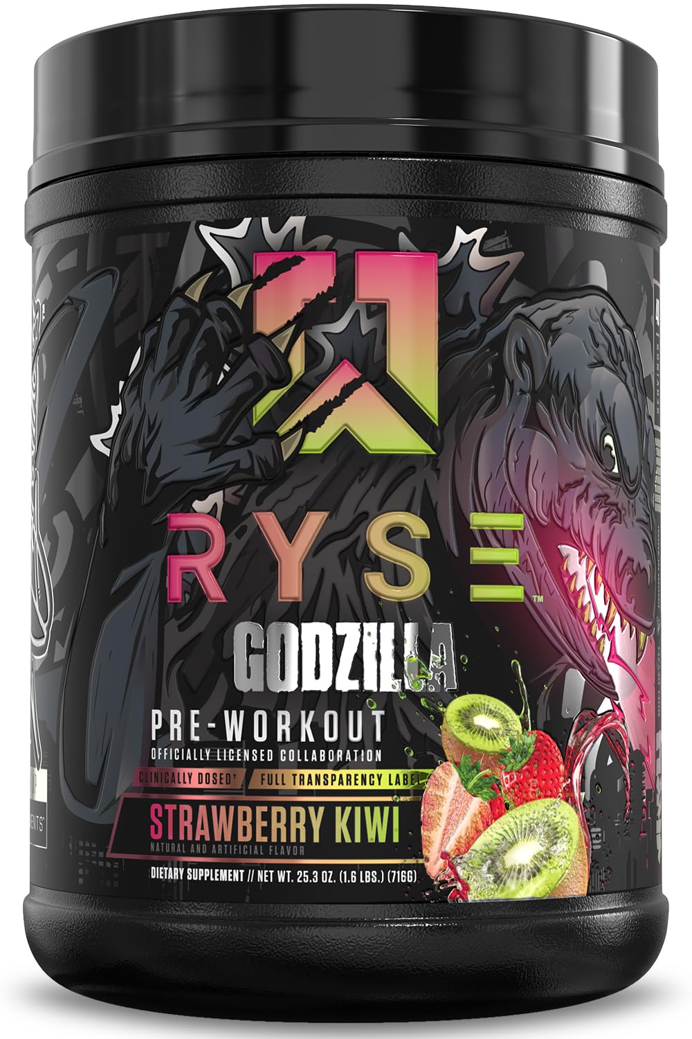 RYSE Godzilla Noel Deyzel, envase del pre-entrenamiento, energía sostenida para entrenar