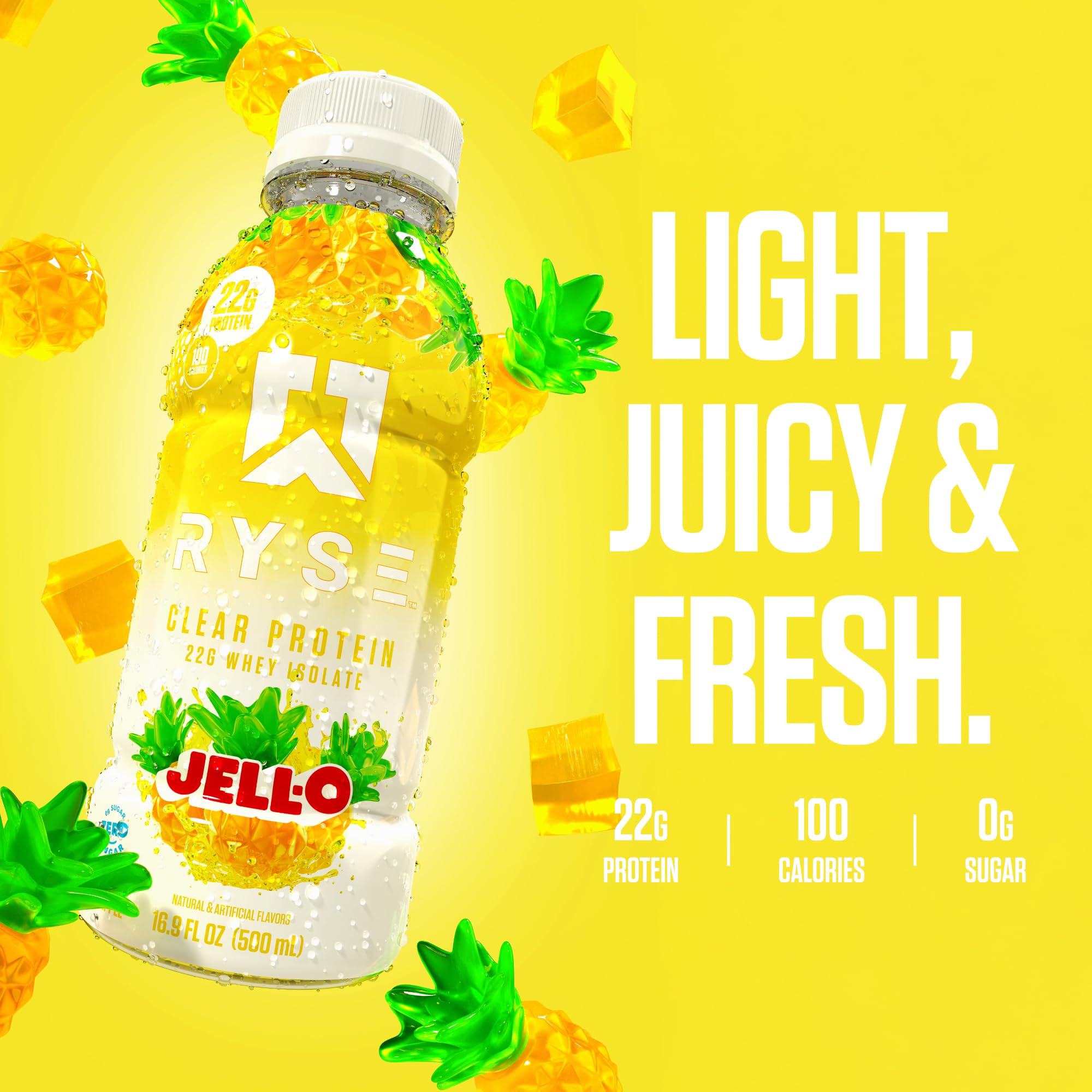 RYSE Up textura-fruta-pina: textura clara sin leche, sabor frutal.