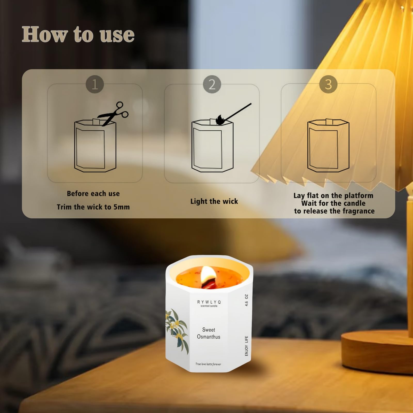 Decoración de sala con luz suave y aroma Osmanthus de RYWLYQ.