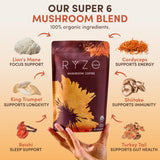 RYZE SUPERFOODS Mushroom Coffee: espuma cremosa que mejora la experiencia de café.