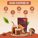 RYZE SUPERFOODS Mushroom Coffee: preparación rápida para mañanas ocupadas.
