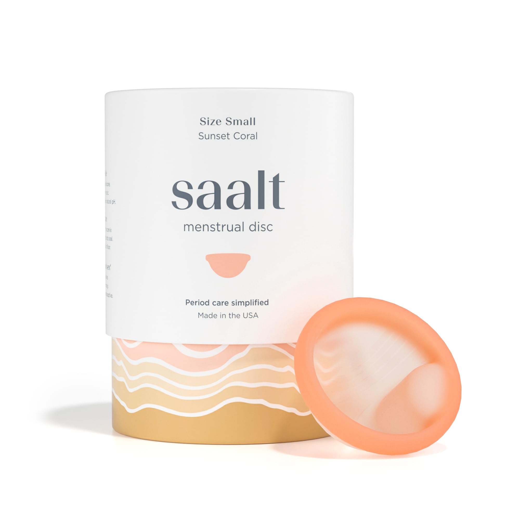 Saalt Disc Sunset Coral talla pequeña, inserción suave para uso diario y comodidad todo el día.