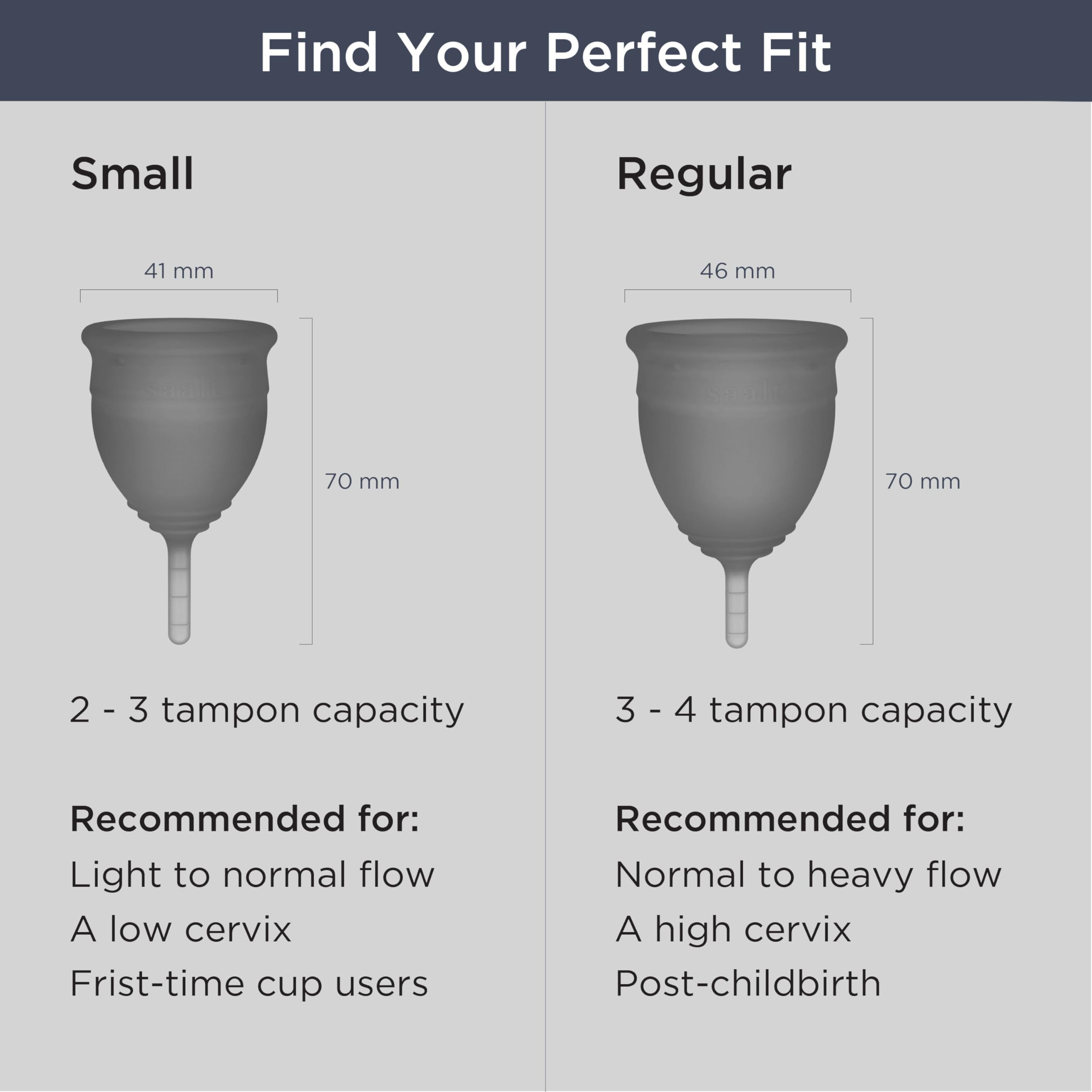 Saalt Soft copa menstrual: estuche de algodón para almacenamiento discreto.